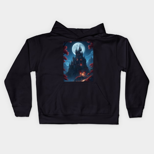 Horror castle Kids Hoodie by designfurry 